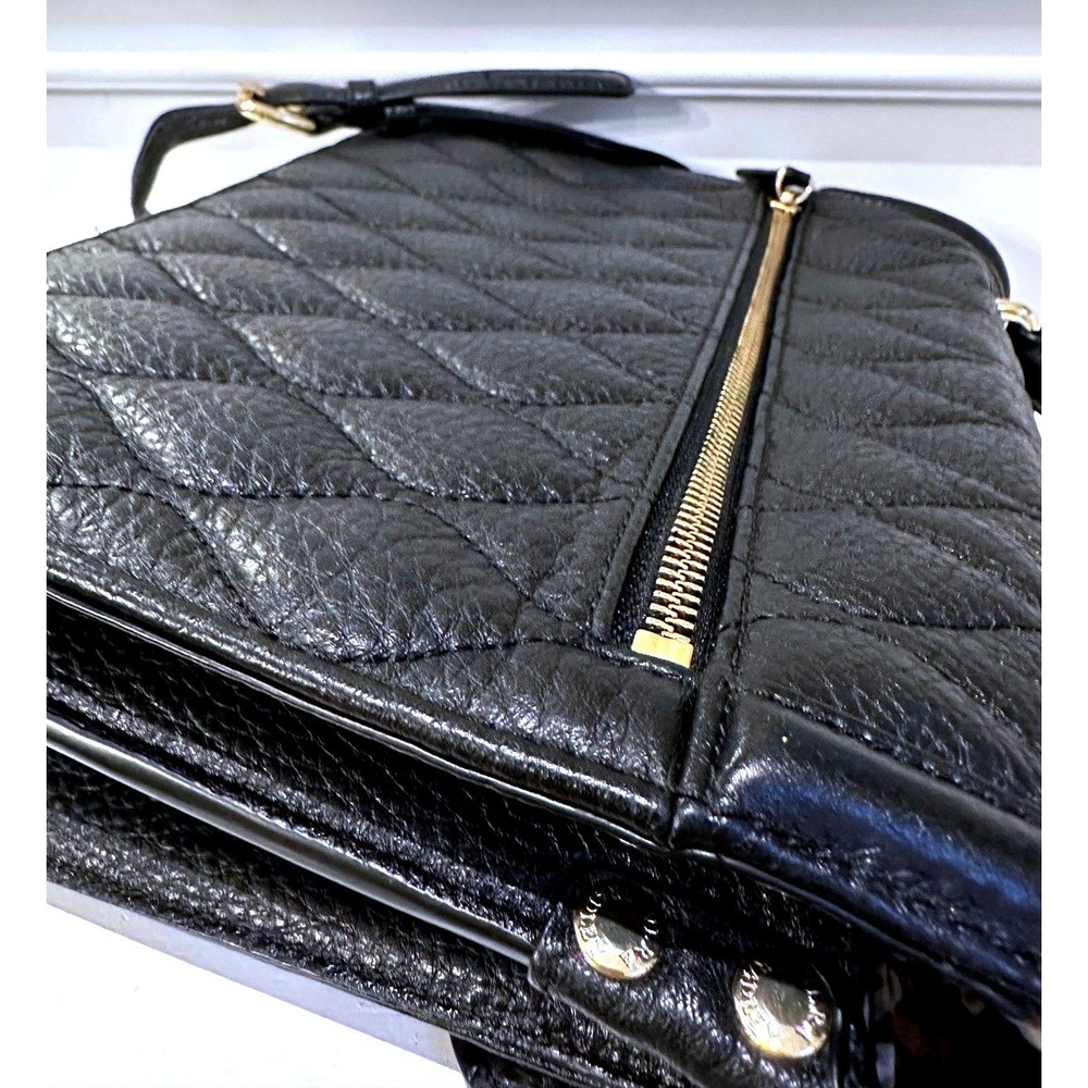 Vera Bradley Black Quilted Leather Satchel Crossbody Bag Gold Hardware Purse EUC - Picture 6 of 16